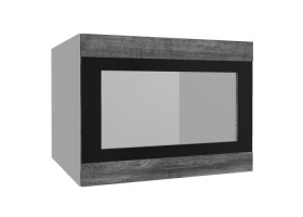 Лофт ВПГСФ 600 шкаф верхний горизонтальный со стеклом высокий с фотопечатью (Дуб бурый/корпус Серый) в Искитиме - iskitim.katalogmebeli.com | фото