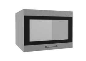 Лофт ВПГСФ 600 шкаф верхний горизонтальный со стеклом высокий с фотопечатью (Штукатурка серая/корпус Серый) в Искитиме - iskitim.katalogmebeli.com | фото