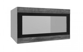 Лофт ВПГСФ 800 шкаф верхний горизонтальный со стеклом высокий с фотопечатью (Дуб бурый/корпус Серый) в Искитиме - iskitim.katalogmebeli.com | фото