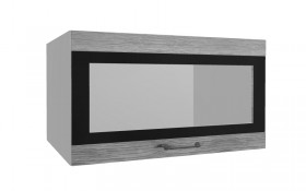 Лофт ВПГСФ 800 шкаф верхний горизонтальный со стеклом высокий с фотопечатью (Дуб майский/корпус Серый) в Искитиме - iskitim.katalogmebeli.com | фото