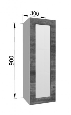 Лофт ВПС 300 шкаф верхний со стеклом высокий (Дуб бурый/корпус Серый) в Искитиме - iskitim.katalogmebeli.com | фото