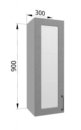 Лофт ВПС 300 шкаф верхний со стеклом высокий (Штукатурка серая/корпус Серый) в Искитиме - iskitim.katalogmebeli.com | фото