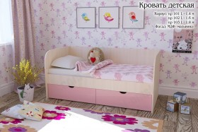 Мальвина Кровать детская 2 ящика 1.6 Розовыйй глянец в Искитиме - iskitim.katalogmebeli.com | фото 1