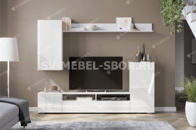 Мебель для гостиной МГС 4 (Белый/Белый глянец) в Искитиме - iskitim.katalogmebeli.com | фото