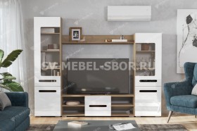 Мебель для гостиной МГС 6 (Исполнение 1/Дуб золотой/Белый глянец) в Искитиме - iskitim.katalogmebeli.com | фото