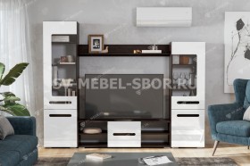 Мебель для гостиной МГС 6 (Исполнение 1/Венге/Белый глянец) в Искитиме - iskitim.katalogmebeli.com | фото 1
