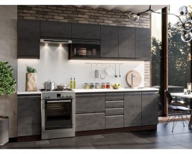 Модульная кухня Бруклин 2,8 м (Бетон черный/Венге) в Искитиме - iskitim.katalogmebeli.com | фото