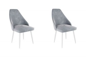 Набор стульев Милан 2 шт (серый велюр/белый) в Искитиме - iskitim.katalogmebeli.com | фото 1