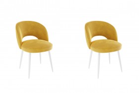 Набор стульев Моли 2 шт (жёлтый велюр/белый) в Искитиме - iskitim.katalogmebeli.com | фото