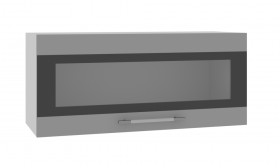 Олива ПГСФ 800 Шкаф верхний горизонтальный со стеклом с фотопечатью (Снег глянец/корпус Серый) в Искитиме - iskitim.katalogmebeli.com | фото