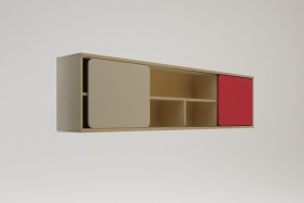 Полка между шкафами 1660 Бэрри (Бежевый/Красный/корпус Клен) в Искитиме - iskitim.katalogmebeli.com | фото