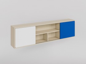 Полка между шкафами 1660 Скай (Синий/Белый/корпус Клен) в Искитиме - iskitim.katalogmebeli.com | фото