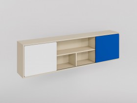 Полка между шкафами 1660 Скай люкс (Синий/Белый/корпус Клен) в Искитиме - iskitim.katalogmebeli.com | фото