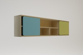 Полка между шкафами 1660 Смайли (Голубой/Зеленый/корпус Клен) в Искитиме - iskitim.katalogmebeli.com | фото 1