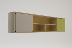Полка между шкафами 1960 Эппл (Зеленый/Белый/корпус Клен) в Искитиме - iskitim.katalogmebeli.com | фото 2