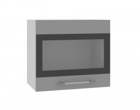 Ройс ВПГСФ 500 Шкаф верхний горизонтальный со стеклом с фотопечатью высокий (Белый софт/корпус Серый) в Искитиме - iskitim.katalogmebeli.com | фото