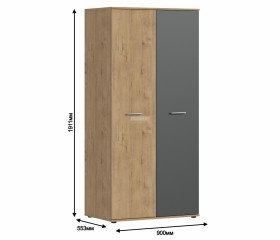 Шкаф 2-х дверный Мамбо СБ-2371 Н (Дуб Бунратти / Диамант серый) в Искитиме - iskitim.katalogmebeli.com | фото 2