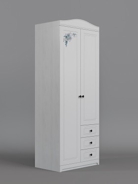 Шкаф 2-х створчатый с ящиками Бэлла (Выбеленное дерево/Белый) в Искитиме - iskitim.katalogmebeli.com | фото