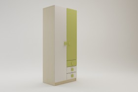 Шкаф 2-х створчатый с ящиками Эппл (Зеленый/Белый/корпус Клен) в Искитиме - iskitim.katalogmebeli.com | фото 2