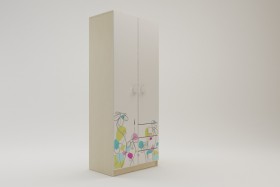 Шкаф 2-х створчатый с ящиками Флёр (Белый/корпус Клен) в Искитиме - iskitim.katalogmebeli.com | фото