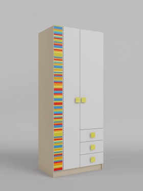 Шкаф 2-х створчатый с ящиками Клаксон без машинок (Белый/корпус Клен) в Искитиме - iskitim.katalogmebeli.com | фото