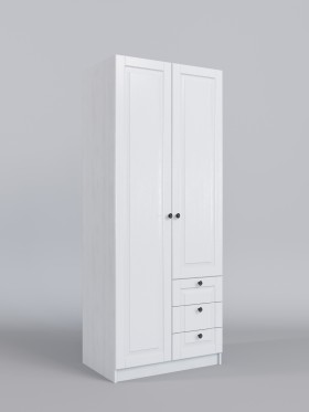 Шкаф 2-х створчатый с ящиками Классика (Белый/корпус Выбеленное дерево) в Искитиме - iskitim.katalogmebeli.com | фото 1