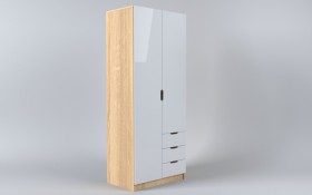 Шкаф 2-х створчатый с ящиками Лофт (Белый/корпус Дуб Сонома) в Искитиме - iskitim.katalogmebeli.com | фото