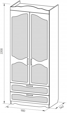 Шкаф 2-х створчатый с ящиками серии Иллюзия 02 Бежевый в Искитиме - iskitim.katalogmebeli.com | фото 2