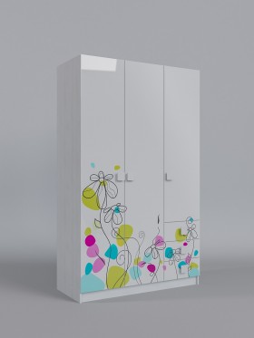 Шкаф 3-х створчатый с ящиками Флёр (Белый/корпус Выбеленное дерево) в Искитиме - iskitim.katalogmebeli.com | фото