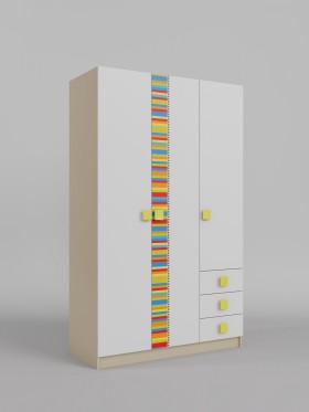 Шкаф 3-х створчатый с ящиками Клаксон без машинок (Белый/корпус Клен) в Искитиме - iskitim.katalogmebeli.com | фото