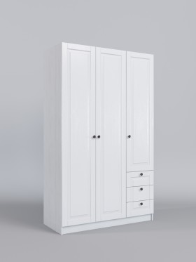 Шкаф 3-х створчатый с ящиками Классика (Белый/корпус Выбеленное дерево) в Искитиме - iskitim.katalogmebeli.com | фото