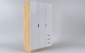 Шкаф 3-х створчатый с ящиками Лофт (Белый/корпус Дуб Сонома) в Искитиме - iskitim.katalogmebeli.com | фото