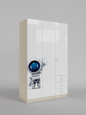 Шкаф 3-х створчатый с ящиками Санни (Белый/корпус Клен) в Искитиме - iskitim.katalogmebeli.com | фото