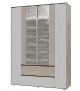 Шкаф 4-х дверный с ящиками Мальта 1600 Дуб сонома/Рамух белый в Искитиме - iskitim.katalogmebeli.com | фото