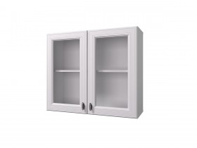 Шкаф 80 с 2-мя витринами Ева (Белый Софт/корпус Белый) в Искитиме - iskitim.katalogmebeli.com | фото