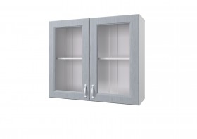 Шкаф 80 с 2-мя витринами Принцесса (Серый/корпус Белый) в Искитиме - iskitim.katalogmebeli.com | фото