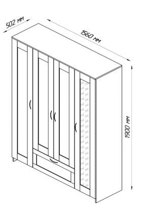 Шкаф четырехдверный Сириус с 1 зеркалом и 1 ящиком белый в Искитиме - iskitim.katalogmebeli.com | фото 3