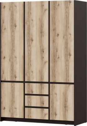 Модульная система "Прага" Шкаф для одежды трехстворчатый Дуб Венге/Дуб Делано в Искитиме - iskitim.katalogmebeli.com | фото