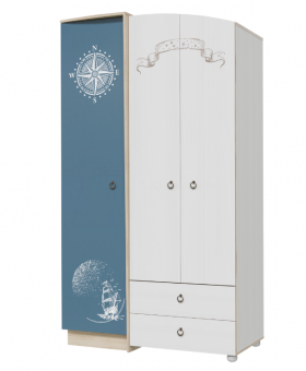 Шкаф для одежды Бриз 1200 Дуб ривьера/ Рамух белый/синий в Искитиме - iskitim.katalogmebeli.com | фото 1