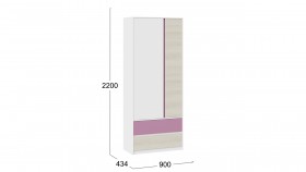 Шкаф для одежды комбинированный «Сканди» Дуб Гарден/Белый/Лиловый в Искитиме - iskitim.katalogmebeli.com | фото 5
