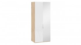 Шкаф для одежды с 1 глухой и 1 зеркальной дверями правый «Эмбер» Яблоня Беллуно/Белый глянец в Искитиме - iskitim.katalogmebeli.com | фото