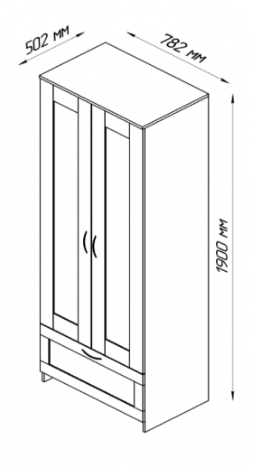 Шкаф двухдверный Сириус с 1 ящиком белый в Искитиме - iskitim.katalogmebeli.com | фото 2