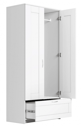 Шкаф двухдверный Сириус с 1 ящиком белый в Искитиме - iskitim.katalogmebeli.com | фото 3