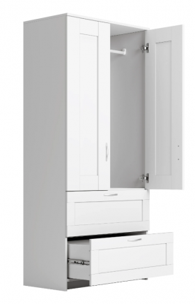 Шкаф двухдверный Сириус с 2 ящиками белый в Искитиме - iskitim.katalogmebeli.com | фото 2