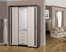 Шкаф комбинированный "Арго" (зеркало с пескоструем) в Искитиме - iskitim.katalogmebeli.com | фото
