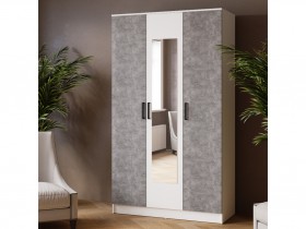 Шкаф комбинированный Ларс (1,2) с зеркалом белый/ателье светлое в Искитиме - iskitim.katalogmebeli.com | фото 3