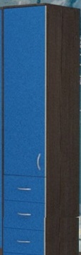 Шкаф-пенал №2 (закрытый) Бодего темный/Голубой в Искитиме - iskitim.katalogmebeli.com | фото