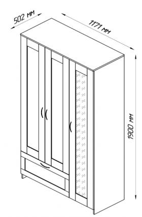Шкаф трехдверный Сириус с зеркалом и 1 ящиком белый в Искитиме - iskitim.katalogmebeli.com | фото 2