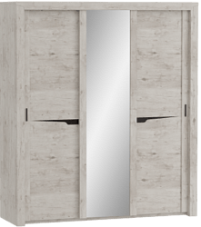 Шкаф трехдверный Соренто с раздвижными дверями Дуб бонифаций/Кофе структурный матовый в Искитиме - iskitim.katalogmebeli.com | фото