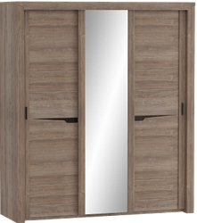 Шкаф трехдверный Соренто с раздвижными дверями Дуб стирлинг/Кофе структурный матовый в Искитиме - iskitim.katalogmebeli.com | фото